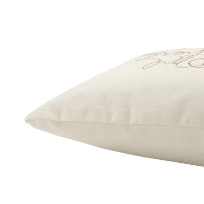 11" X 21" Ivory Home is Where the Heart Is Throw Pillow With Embroidery FurniFindUSA
