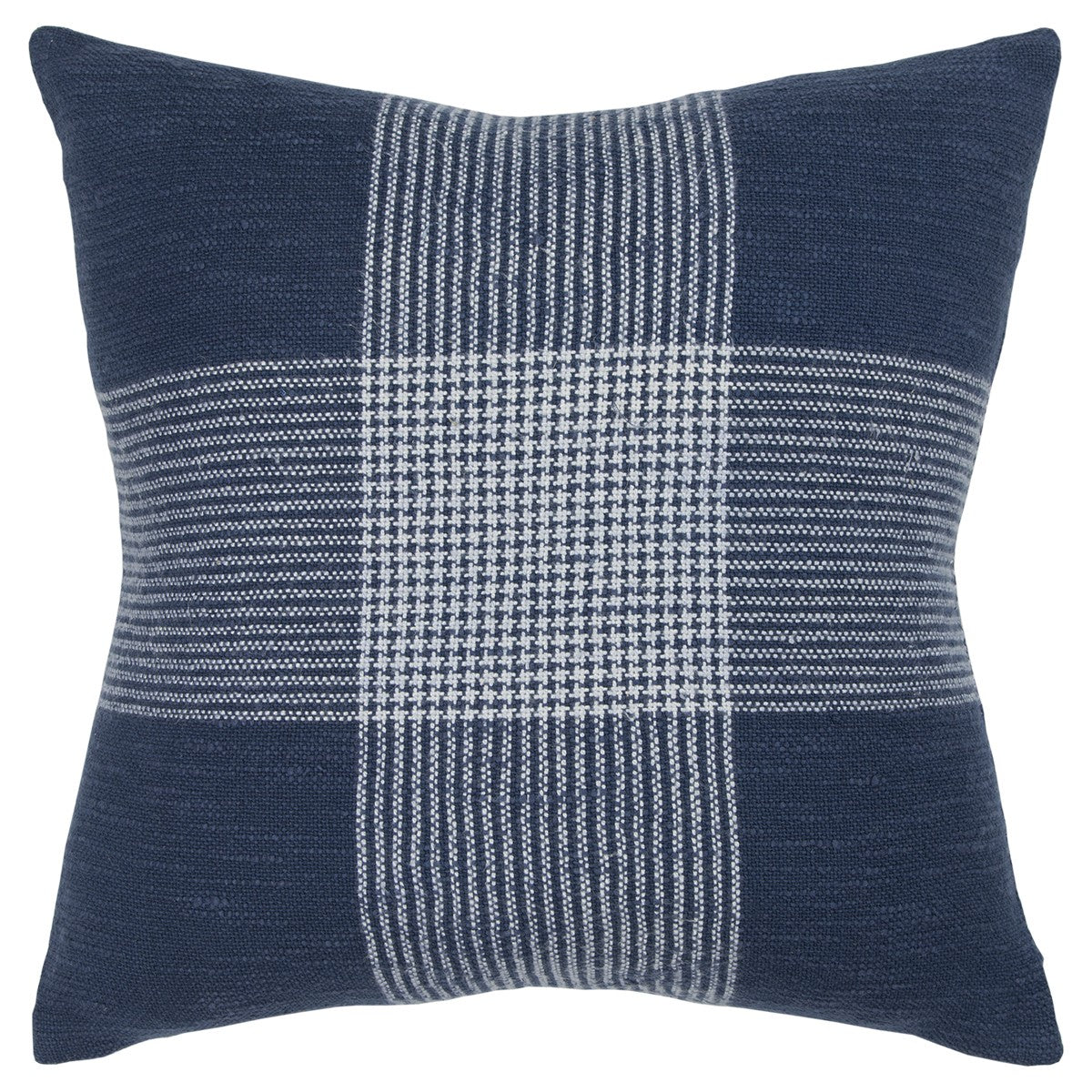 Indigo White Plaid Pattern Throw Pillow FurniFindUSA