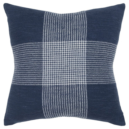 Indigo White Plaid Pattern Throw Pillow FurniFindUSA