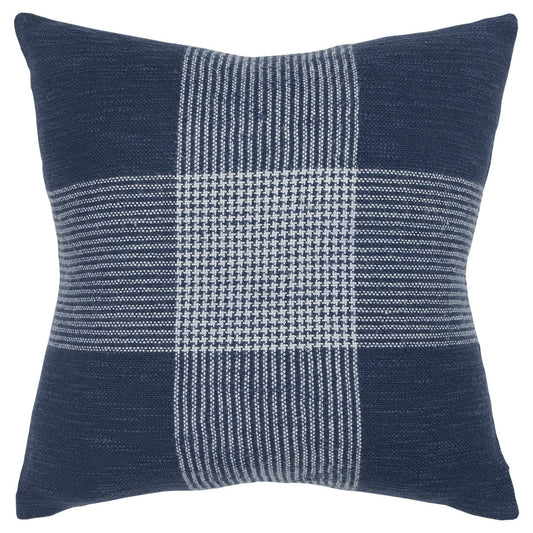 Indigo White Plaid Pattern Throw Pillow FurniFindUSA