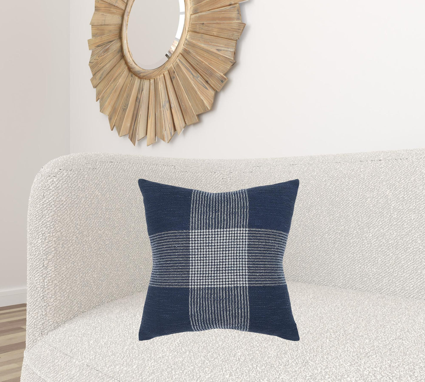 Indigo White Plaid Pattern Throw Pillow FurniFindUSA