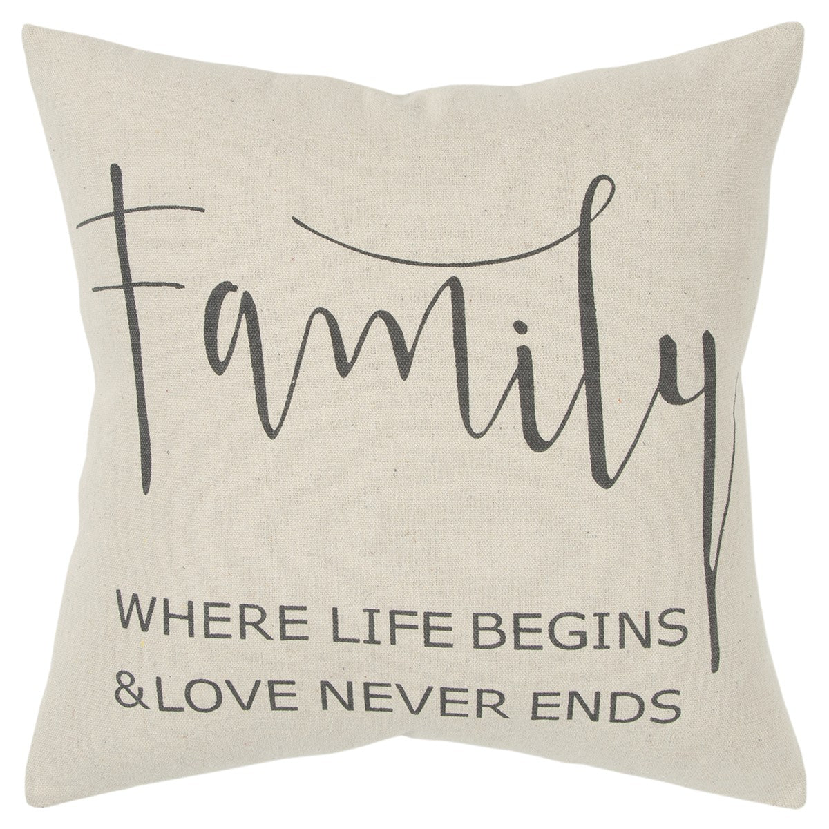 Gray Cream Canvas Family Love Throw Pillow FurniFindUSA