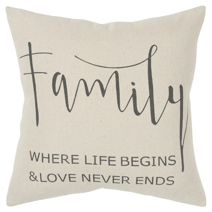 Gray Cream Canvas Family Love Throw Pillow FurniFindUSA