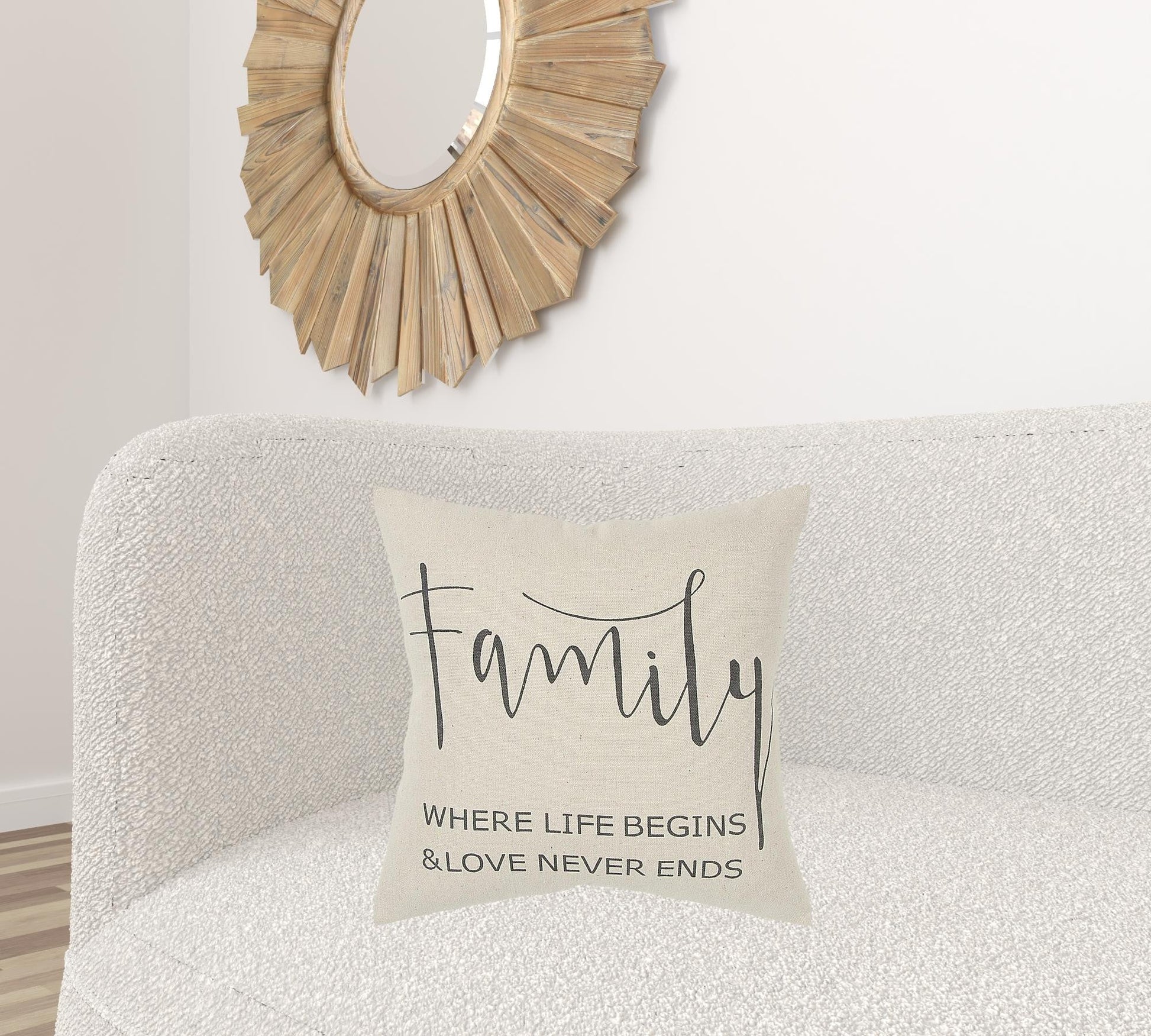 Gray Cream Canvas Family Love Throw Pillow FurniFindUSA