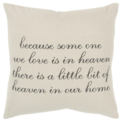 20" Natural and Gray Heaven In Our Home Cotton Throw Pillow FurniFindUSA