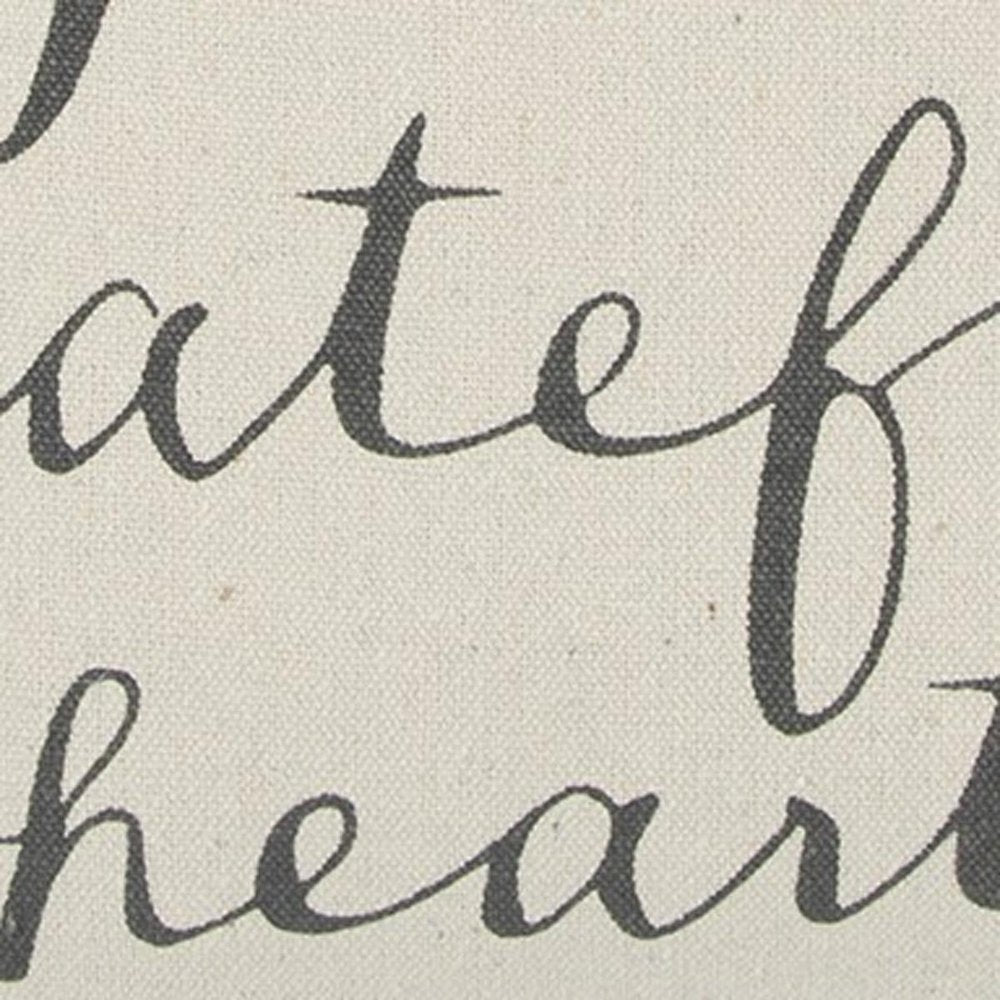 20" Natural and Gray Grateful Heart Cotton Throw Pillow — view 8