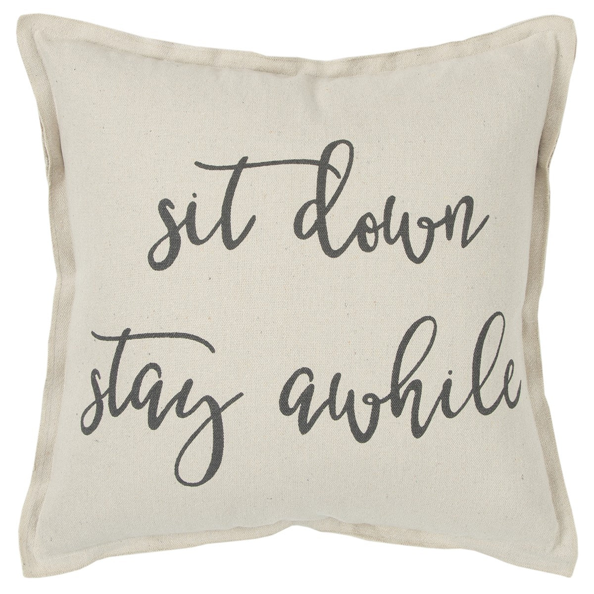 Gray Cream Stay Awhile Decorative Throw Pillow FurniFindUSA