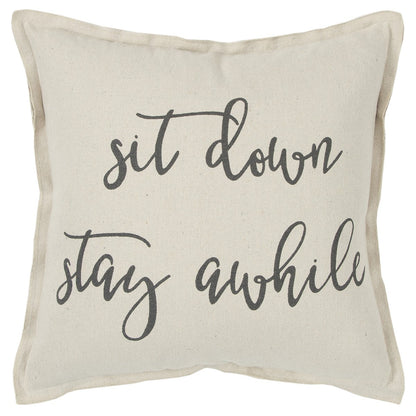 Gray Cream Stay Awhile Decorative Throw Pillow FurniFindUSA