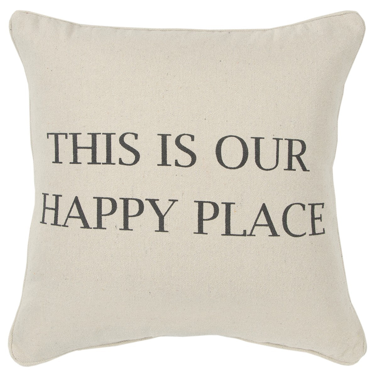 Gray Taupe Canvas Happy Place Throw Pillow FurniFindUSA