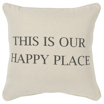 Gray Taupe Canvas Happy Place Throw Pillow FurniFindUSA