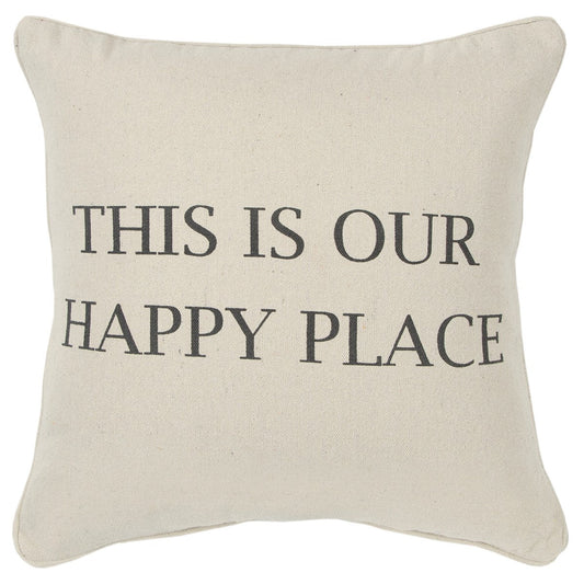 Gray Taupe Canvas Happy Place Throw Pillow FurniFindUSA