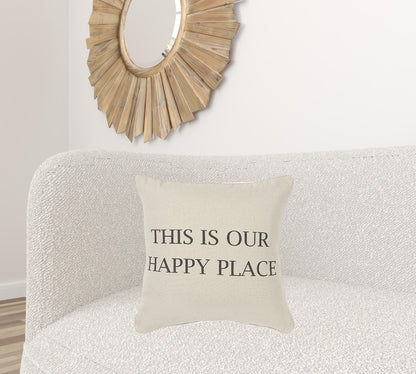 Gray Taupe Canvas Happy Place Throw Pillow FurniFindUSA