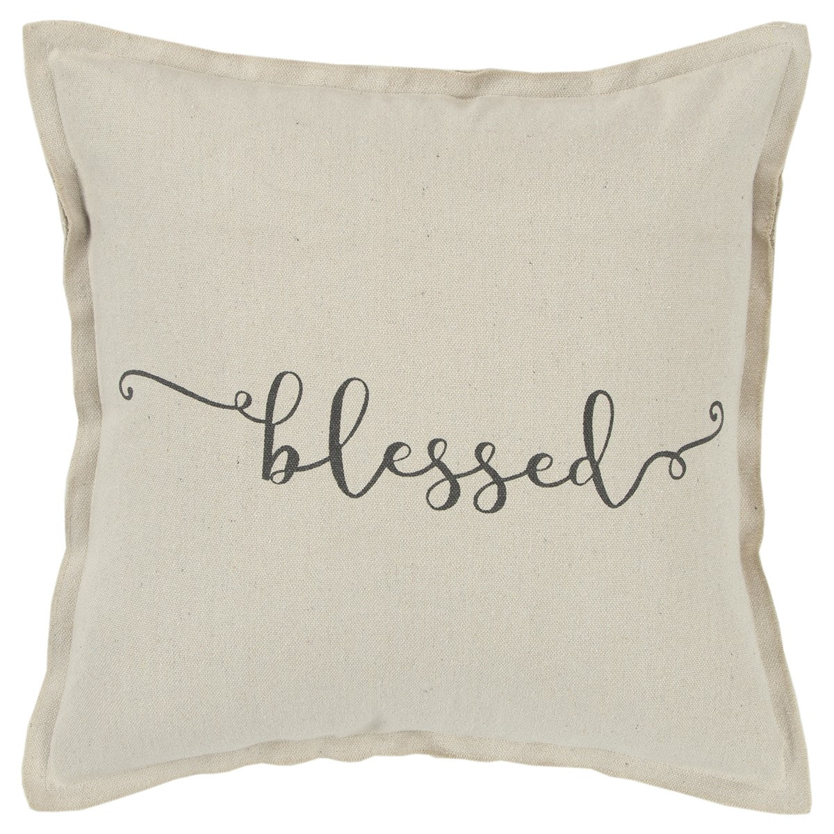 Gray Taupe Canvas Blessed Throw Pillow FurniFindUSA