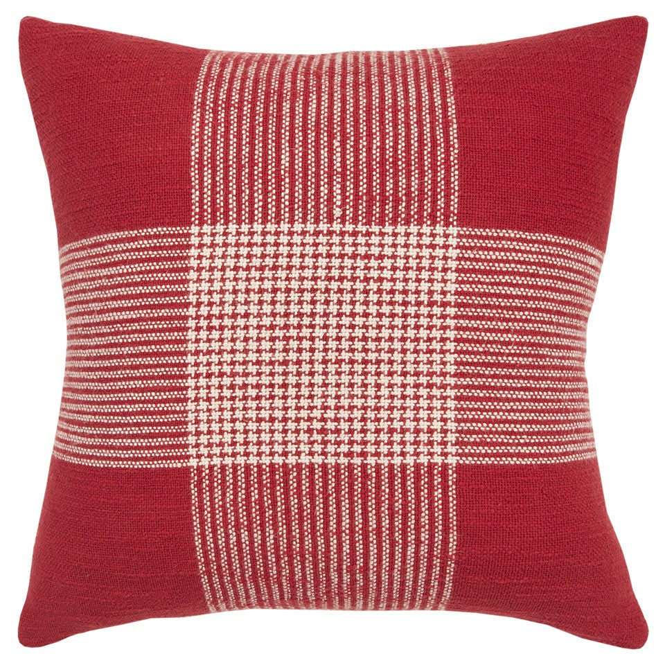 Red White Plaid Pattern Throw Pillow FurniFindUSA