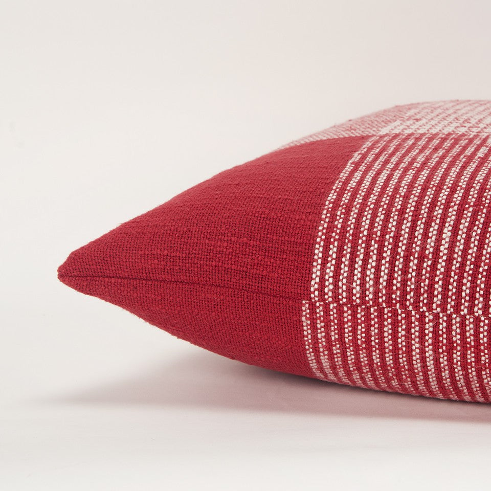Red White Plaid Pattern Throw Pillow FurniFindUSA