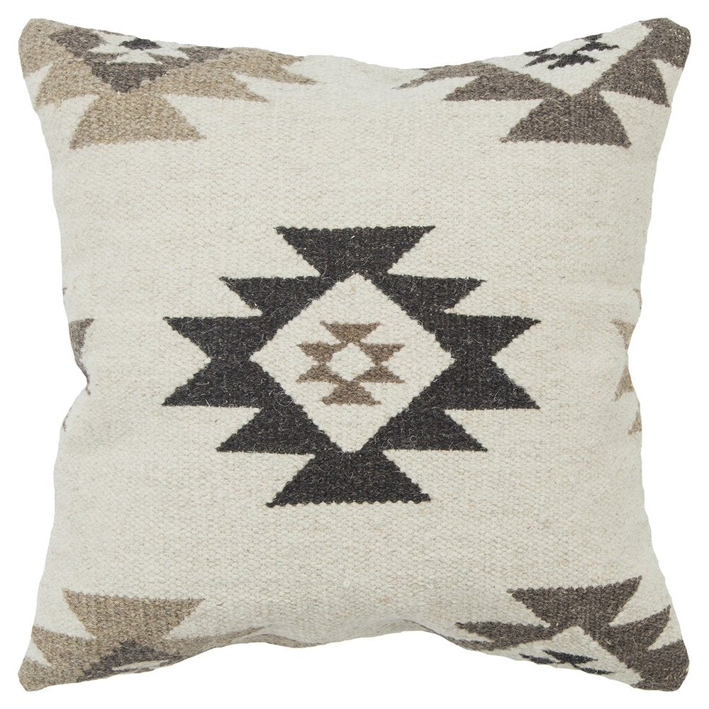 Cream Beige Classic Ikat Pattern Throw Pillow — view 1
