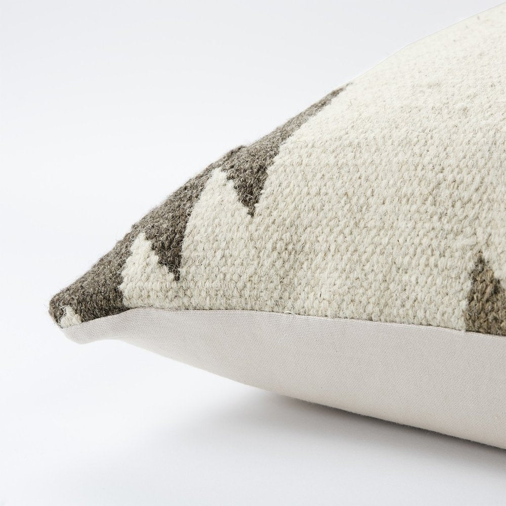 Cream Beige Classic Ikat Pattern Throw Pillow — view 4