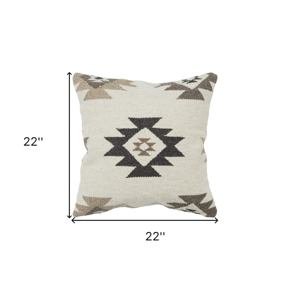 Cream Beige Classic Ikat Pattern Throw Pillow — view 5