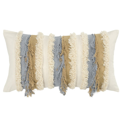 Ivory Beige Textural Strands Lumbar Pillow FurniFindUSA