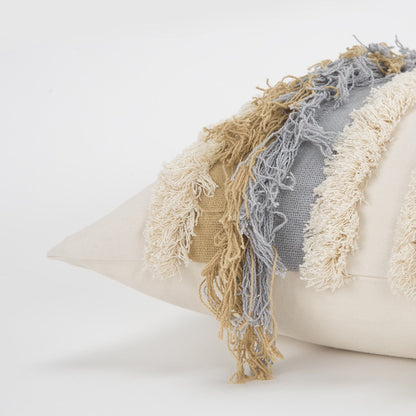 Ivory Beige Textural Strands Lumbar Pillow FurniFindUSA