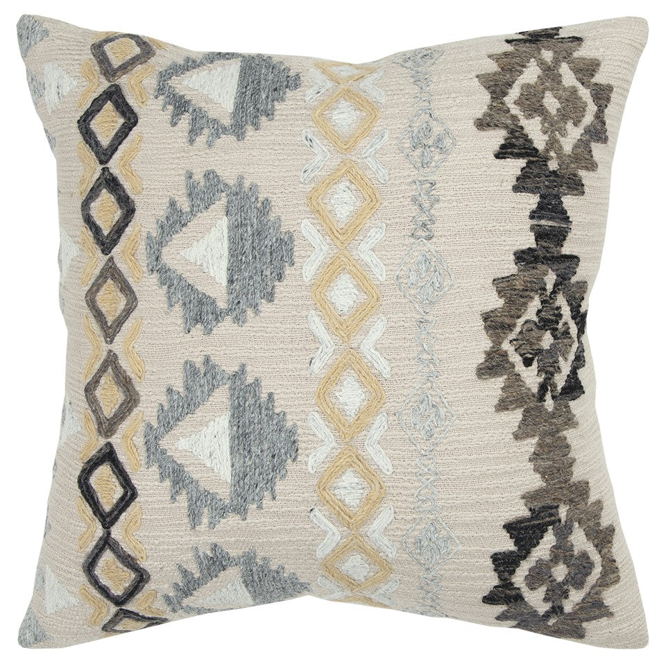 Brown Beige Tribal Embroidered Throw Pillow FurniFindUSA