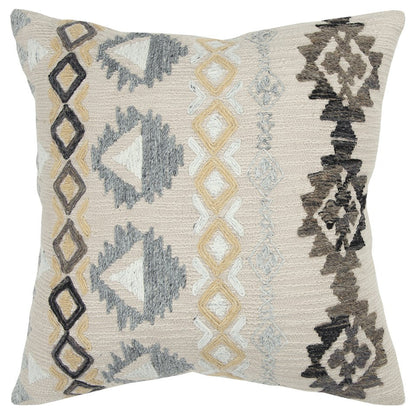 Brown Beige Tribal Embroidered Throw Pillow FurniFindUSA