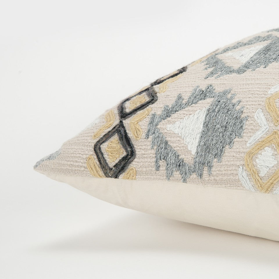 Brown Beige Tribal Embroidered Throw Pillow FurniFindUSA