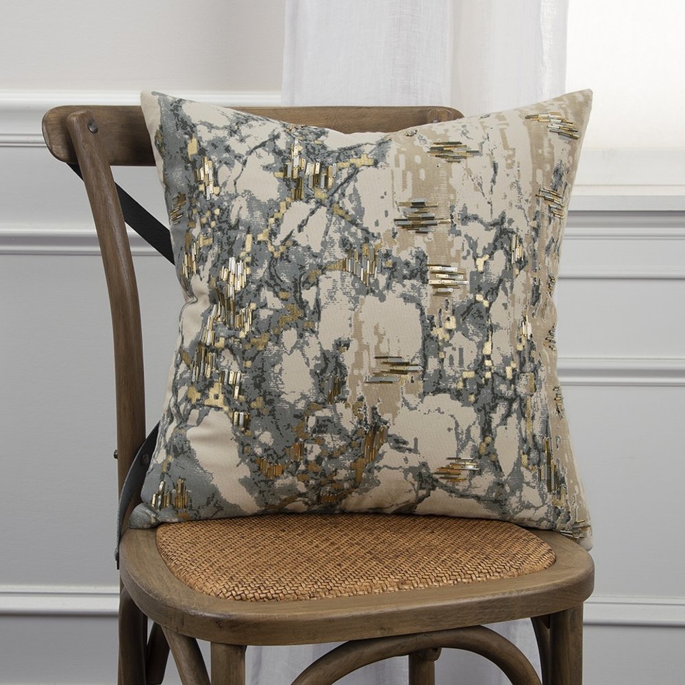 Natural Taupe Marbled Pattern Throw Pillow — view 5