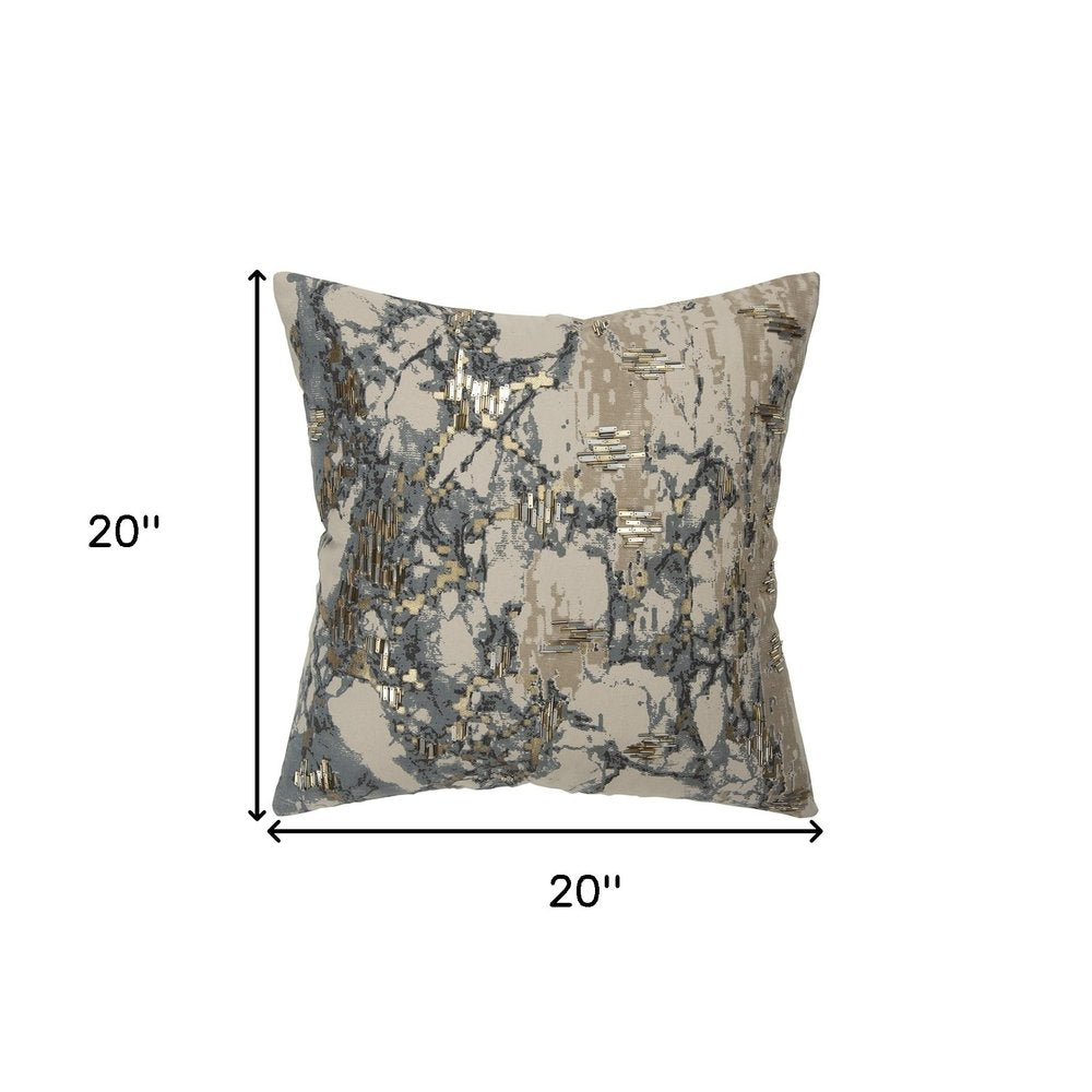 Natural Taupe Marbled Pattern Throw Pillow — view 6
