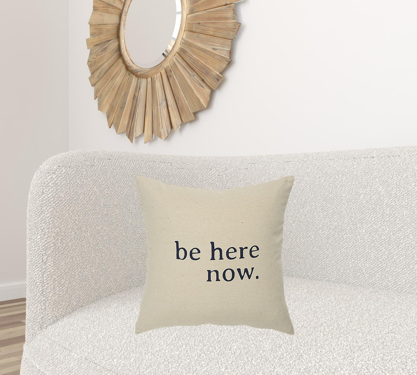 Black Taupe Canvas Here Now Throw Pillow FurniFindUSA