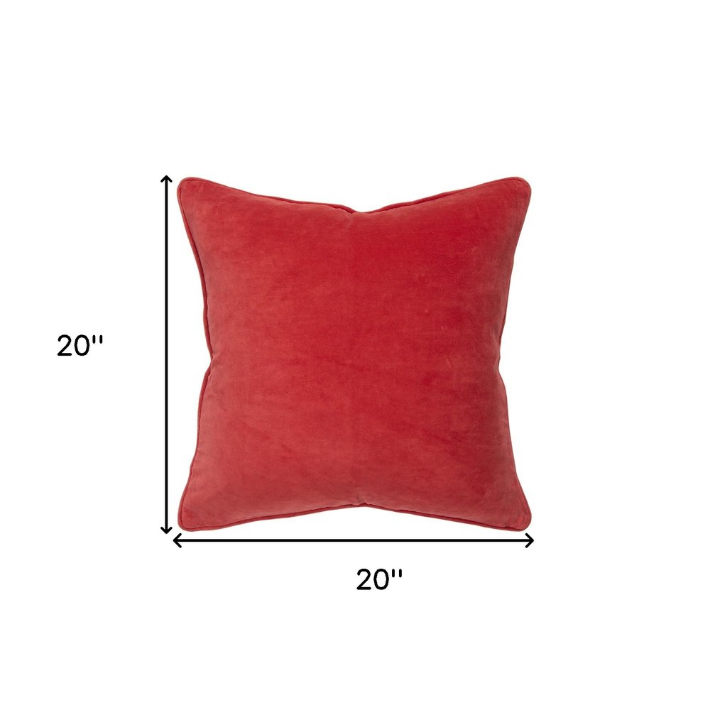 20" Red Cotton Throw Pillow — view 3