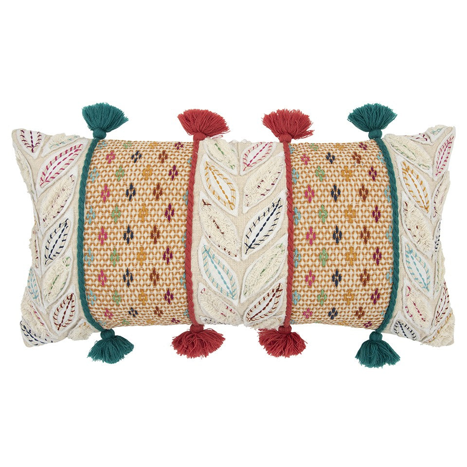 Multicolored Ornate Panel Lumbar Pillow FurniFindUSA