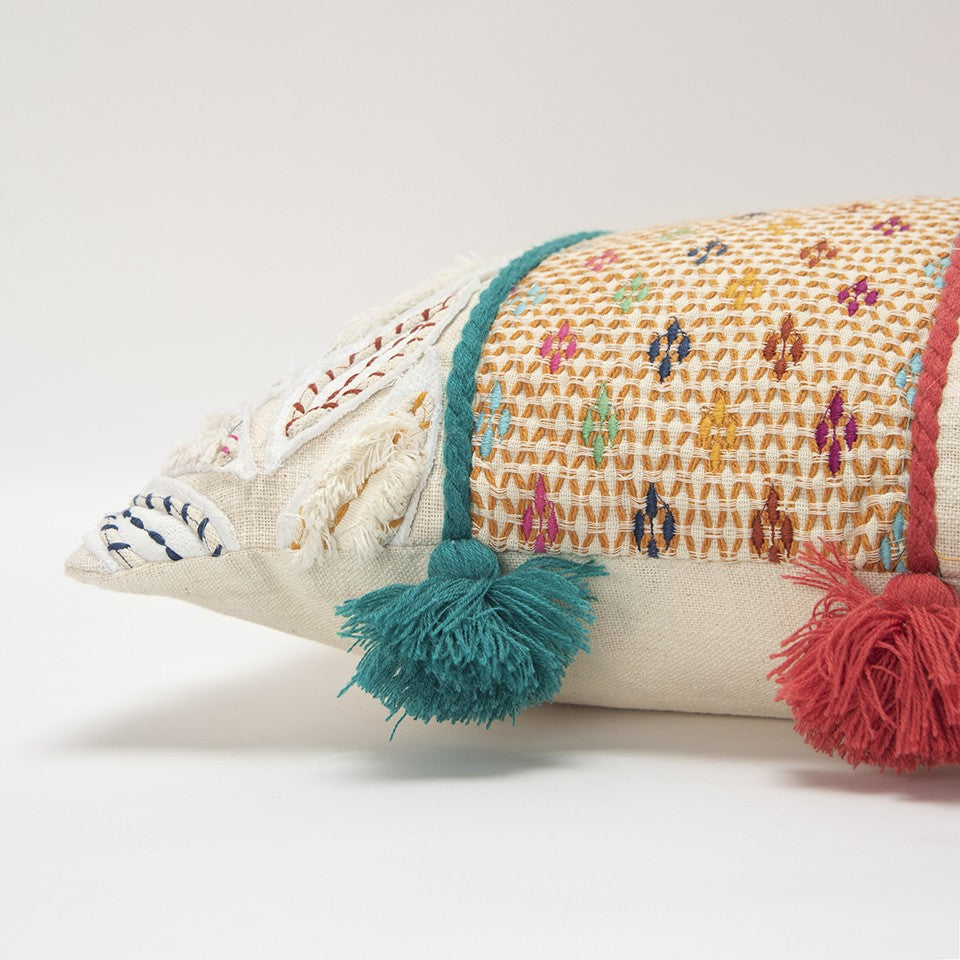 Multicolored Ornate Panel Lumbar Pillow FurniFindUSA