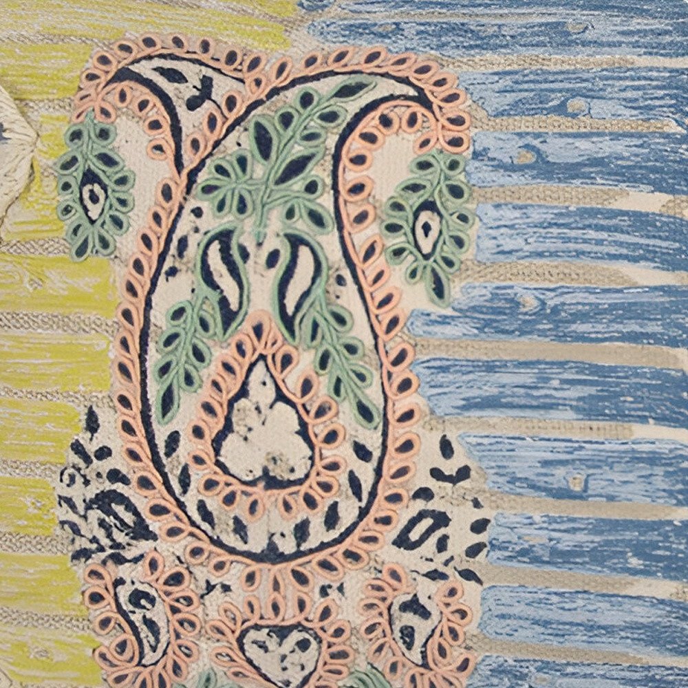 14" X 26" Yellow And Light Blue No Pattern Cotton Throw Pillow — view 3