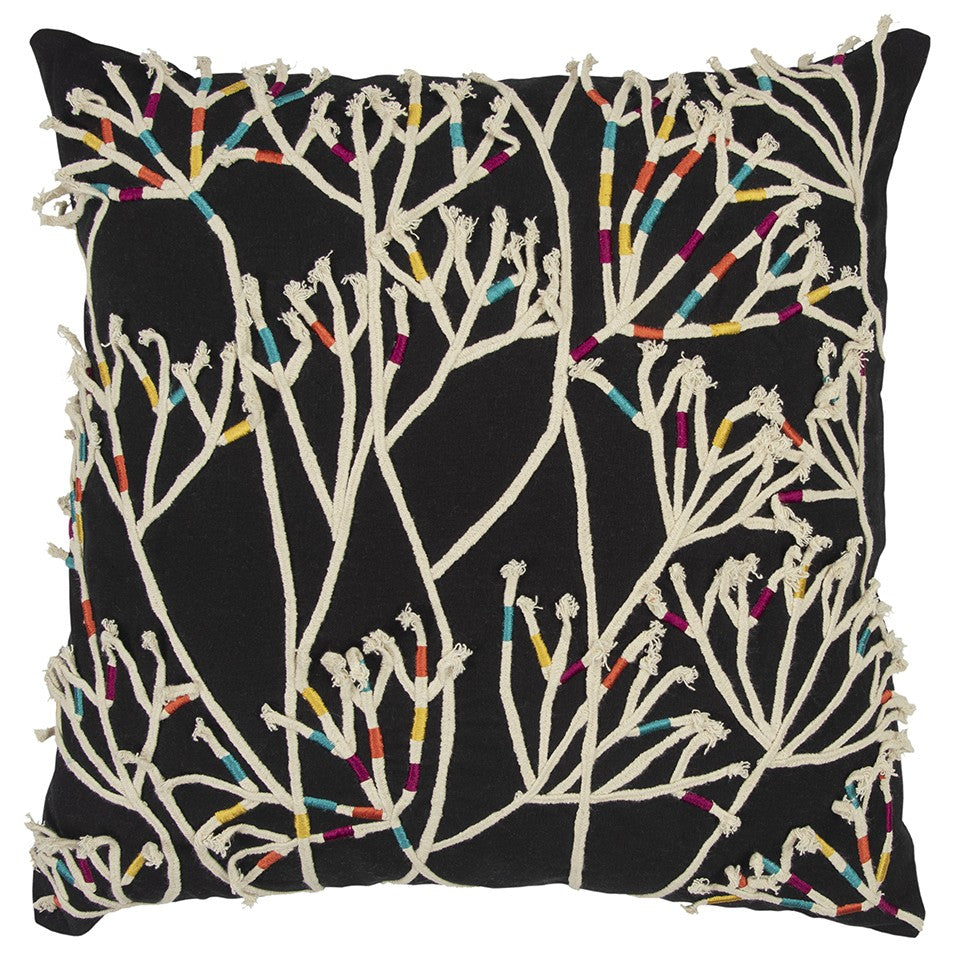 Black Cream Impressionistic Branch Throw Pillow FurniFindUSA