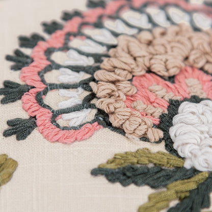Blush Botanical Pattern Embroidered Throw Pillow FurniFindUSA