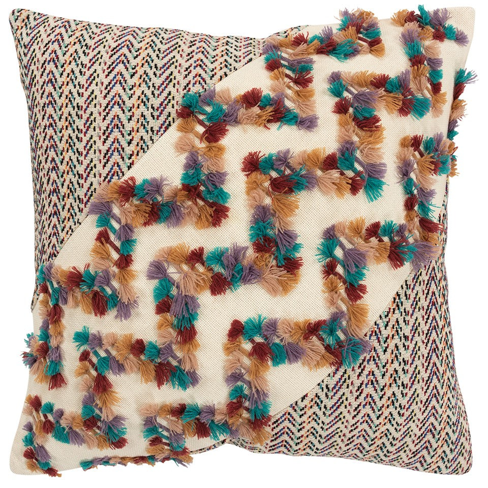 Multicolored Chevron Diagonal Panel Throw Pillow FurniFindUSA