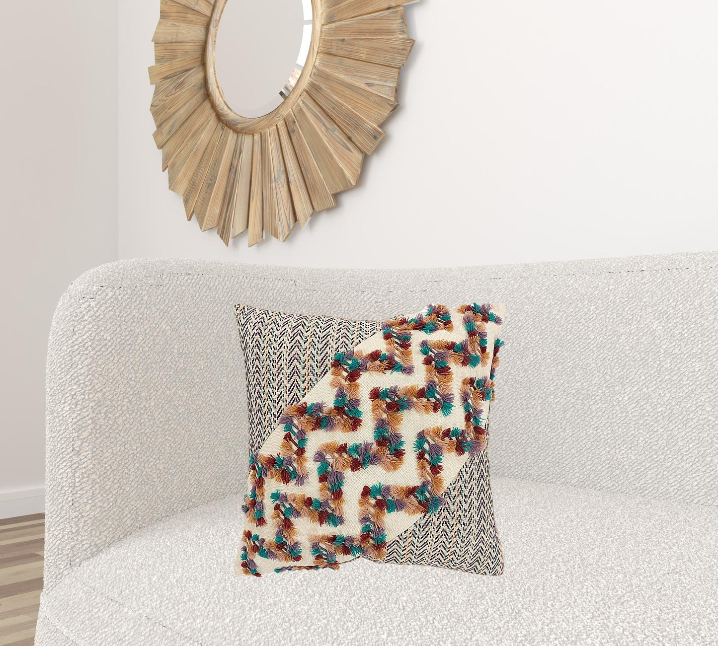 Multicolored Chevron Diagonal Panel Throw Pillow FurniFindUSA