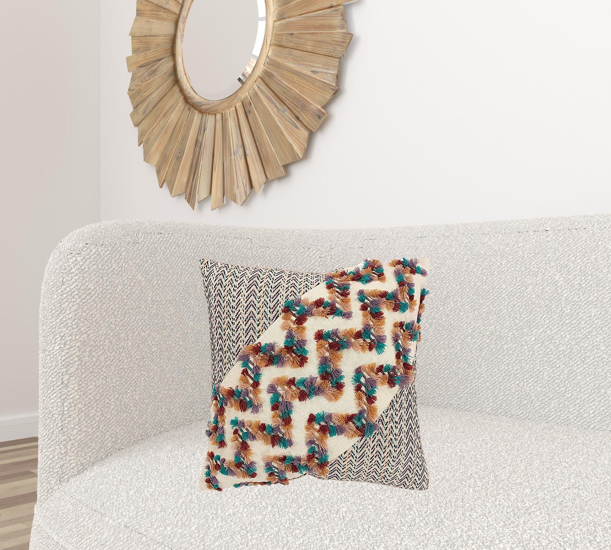 Multicolored Chevron Diagonal Panel Throw Pillow FurniFindUSA