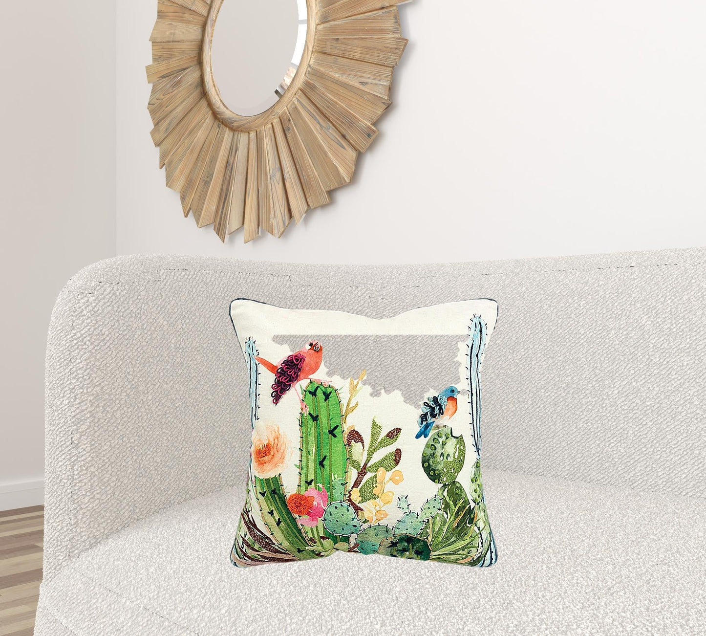 White Green Botanical Garden Throw Pillow FurniFindUSA