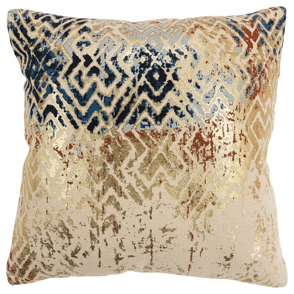 Beige Navy Distressed Retro Modern Throw Pillow FurniFindUSA