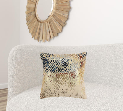 Beige Navy Distressed Retro Modern Throw Pillow FurniFindUSA