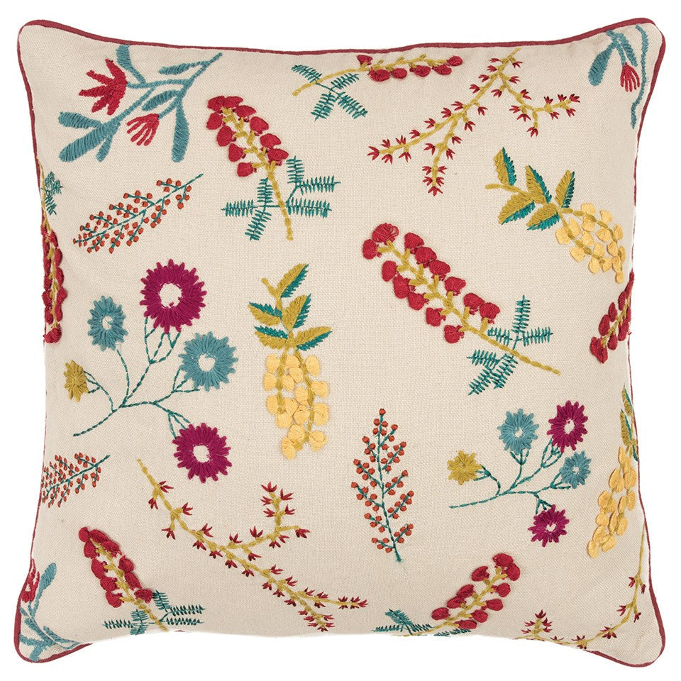 Pink Red Floral Bud Textural Throw Pillow FurniFindUSA