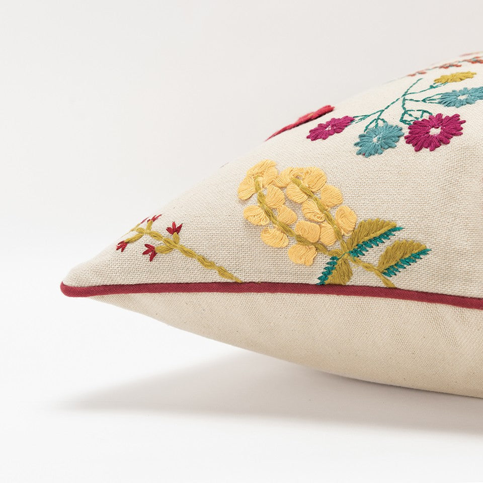 Pink Red Floral Bud Textural Throw Pillow FurniFindUSA