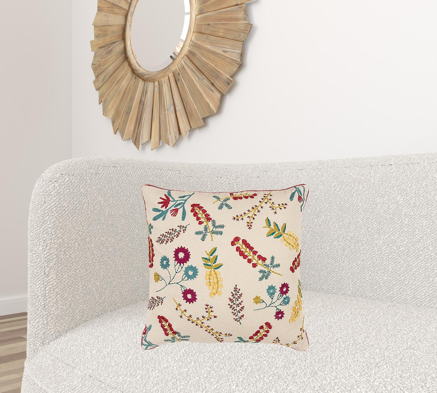 Pink Red Floral Bud Textural Throw Pillow FurniFindUSA
