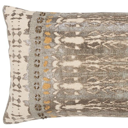 Gray Beige Tribal Distressed Lumbar Pillow HomeRoots