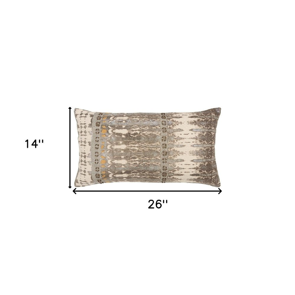 Gray Beige Tribal Distressed Lumbar Pillow HomeRoots