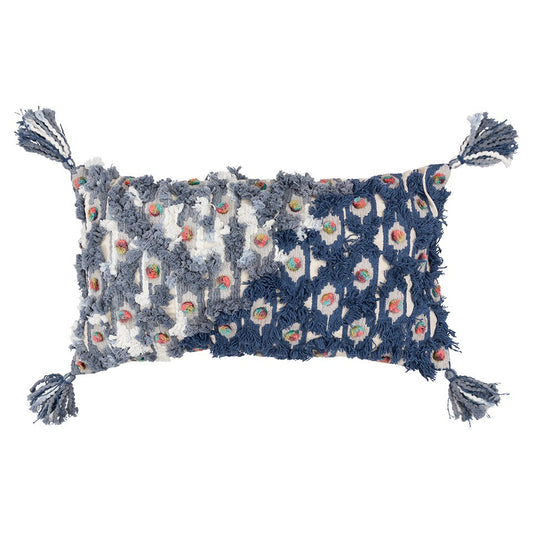 14 X 26 Blue And Gray Zippered 100% Cotton Throw Pillow FurniFindUSA