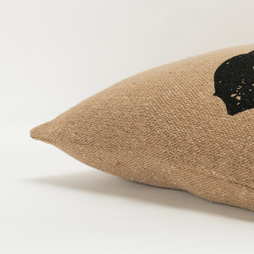 Tan Black Distressed Reindeer Throw Pillow FurniFindUSA