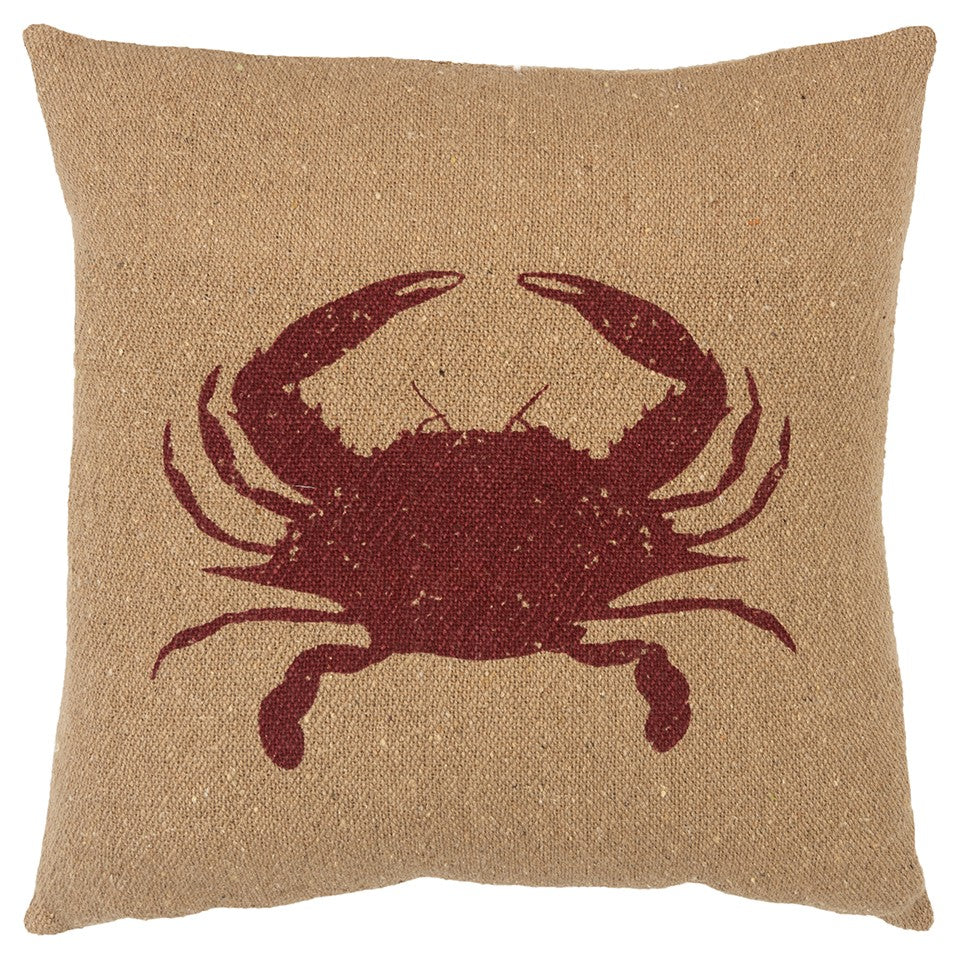Tan Brown Distressed Crab Throw Pillow FurniFindUSA